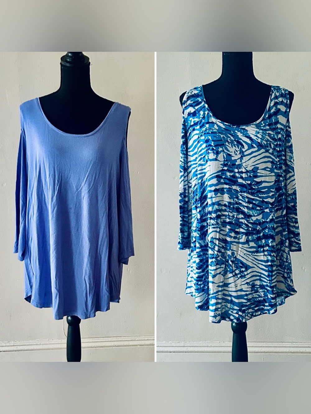 2 JM Collection Cold Shoulder Tops